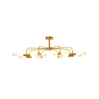 Acrylic Tube Shade Ceiling Chandelier Hotel 12/16 Lights Modern Metal Lamp in Gold - Rebooters