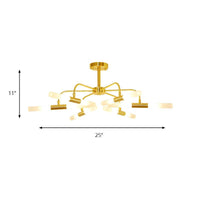Acrylic Tube Shade Ceiling Chandelier Hotel 12/16 Lights Modern Metal Lamp in Gold - Rebooters