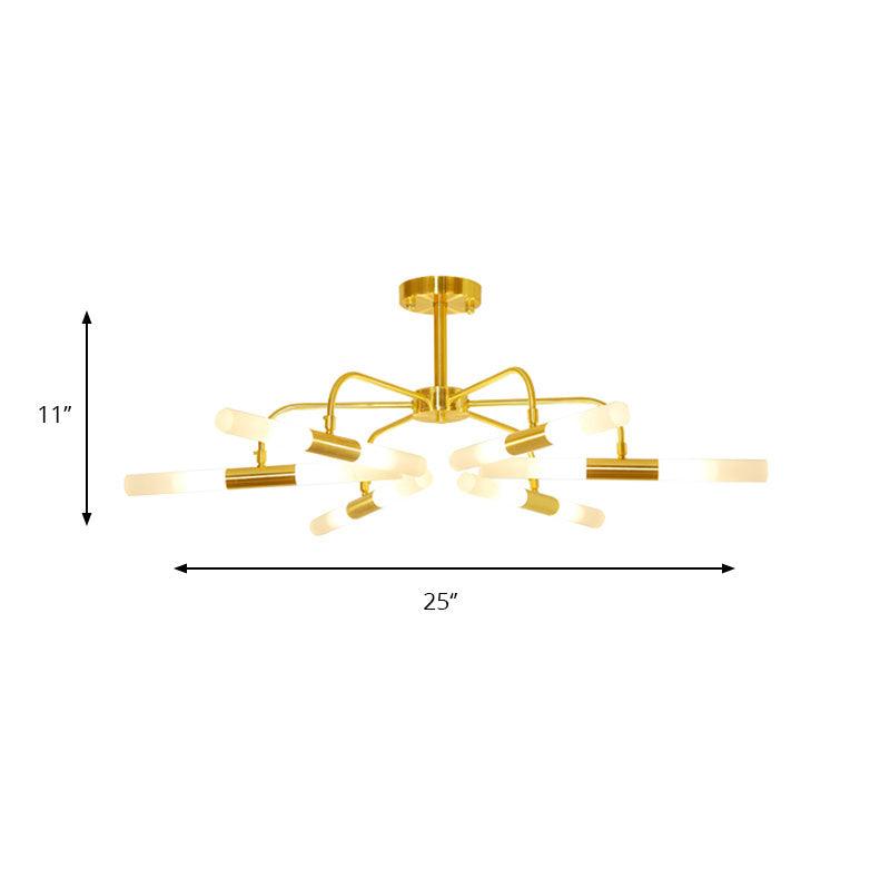 Acrylic Tube Shade Ceiling Chandelier Hotel 12/16 Lights Modern Metal Lamp in Gold - Rebooters