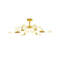 Acrylic Tube Shade Ceiling Chandelier Hotel 12/16 Lights Modern Metal Lamp in Gold - Rebooters