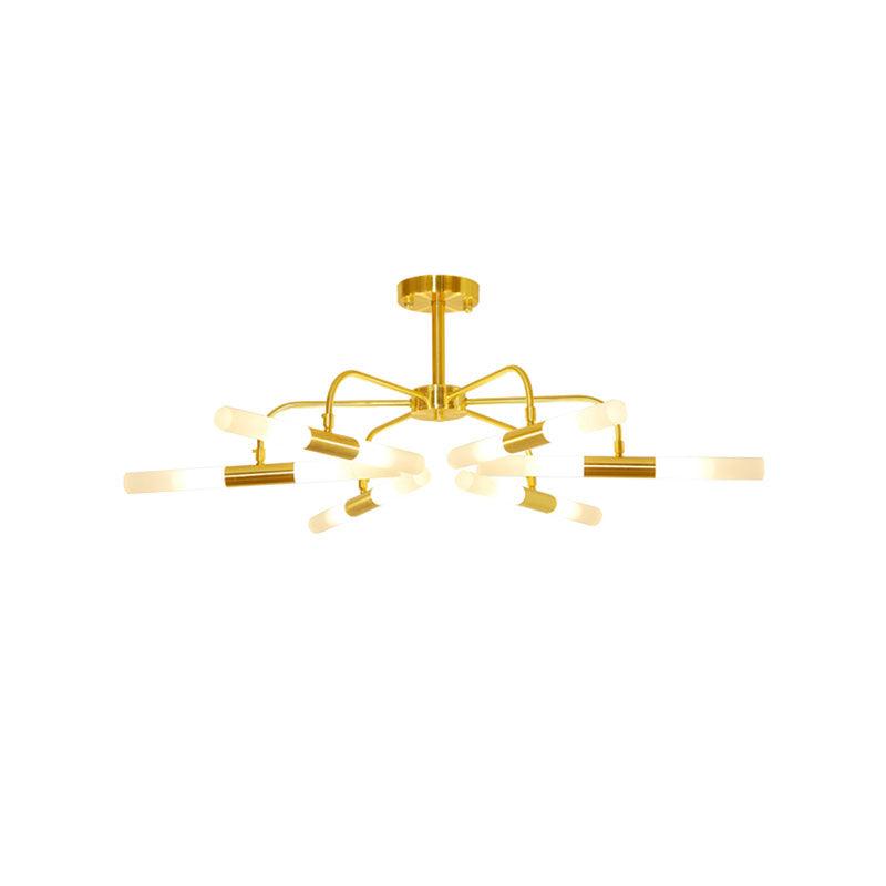 Acrylic Tube Shade Ceiling Chandelier Hotel 12/16 Lights Modern Metal Lamp in Gold - Rebooters