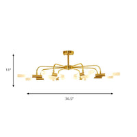 Acrylic Tube Shade Ceiling Chandelier Hotel 12/16 Lights Modern Metal Lamp in Gold - Rebooters