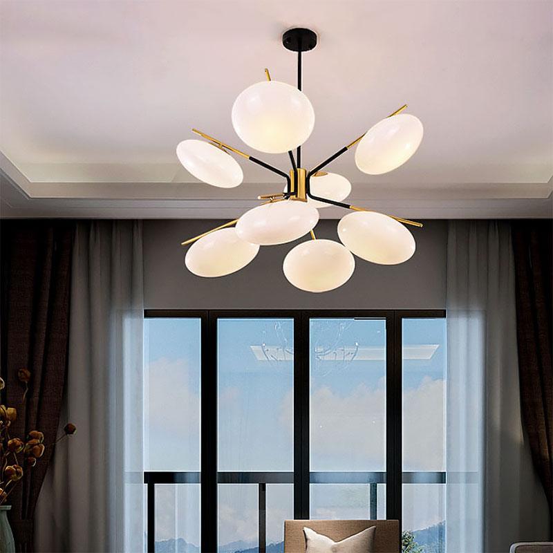 Opal Glass Ellipse Shade Pendant Light 6/8 Lights Modern Lamp - Rebooters