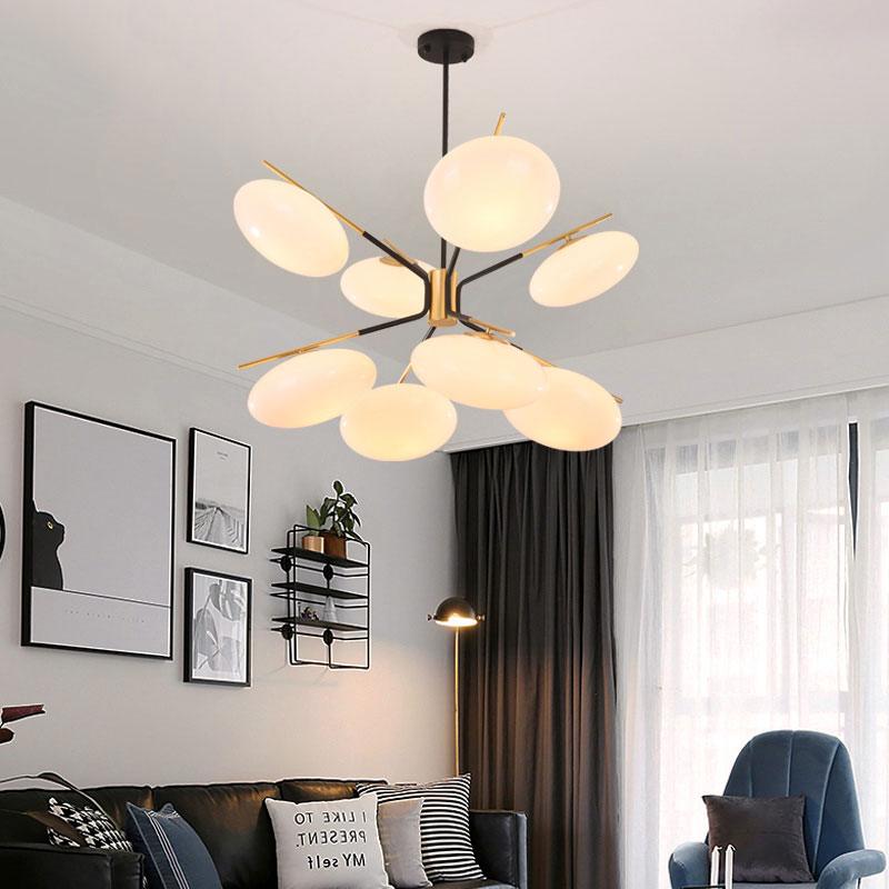 Opal Glass Ellipse Shade Pendant Light 6/8 Lights Modern Lamp - Rebooters