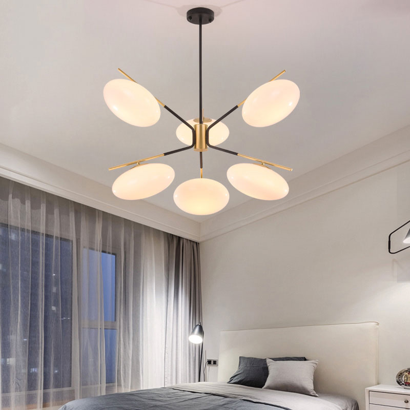 Opal Glass Ellipse Shade Pendant Light 6/8 Lights Modern Lamp - Rebooters