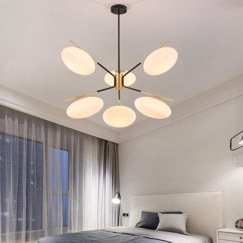 Opal Glass Ellipse Shade Pendant Light 6/8 Lights Modern Lamp - Rebooters