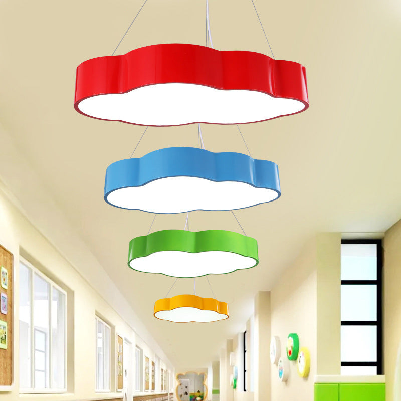 Cloud Corridor Ceiling Pendant Acrylic Macaron LED Suspension Lighting in Red Yellow Green 20.5 24.5 Width - Rebooters