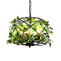4-Head Plant Pendant Chandelier Black Iron Cage Light - Rebooters
