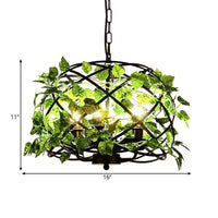 4-Head Plant Pendant Chandelier Black Iron Cage Light - Rebooters