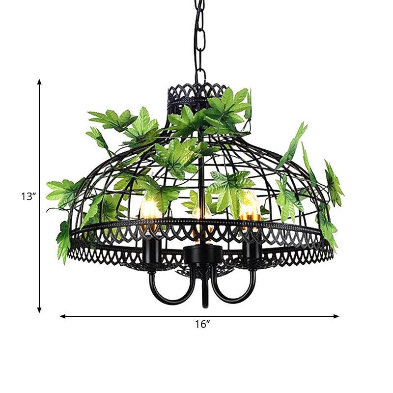 4-Head Plant Pendant Chandelier Black Iron Cage Light - Rebooters