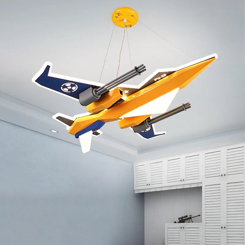 Metal Fighter Figure Hanging Chandelier LED Lamp for Boys Room - Rebooters