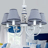 Blue Conic Ceiling Suspension Lamp Modernist 6 Bulbs Chandelier - Rebooters
