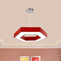 Acrylic Hexagon Ring Down Lighting Simple LED Chandelier for Kindergarten - Rebooters