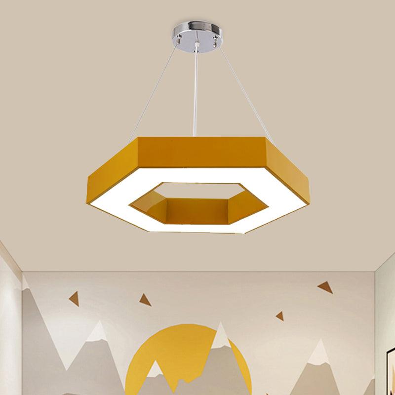 Acrylic Hexagon Ring Down Lighting Simple LED Chandelier for Kindergarten - Rebooters