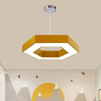 Acrylic Hexagon Ring Down Lighting Simple LED Chandelier for Kindergarten - Rebooters
