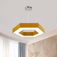Acrylic Hexagon Ring Down Lighting Simple LED Chandelier for Kindergarten - Rebooters