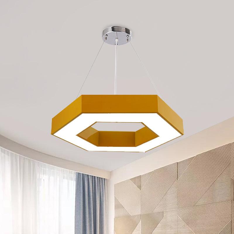 Acrylic Hexagon Ring Down Lighting Simple LED Chandelier for Kindergarten - Rebooters