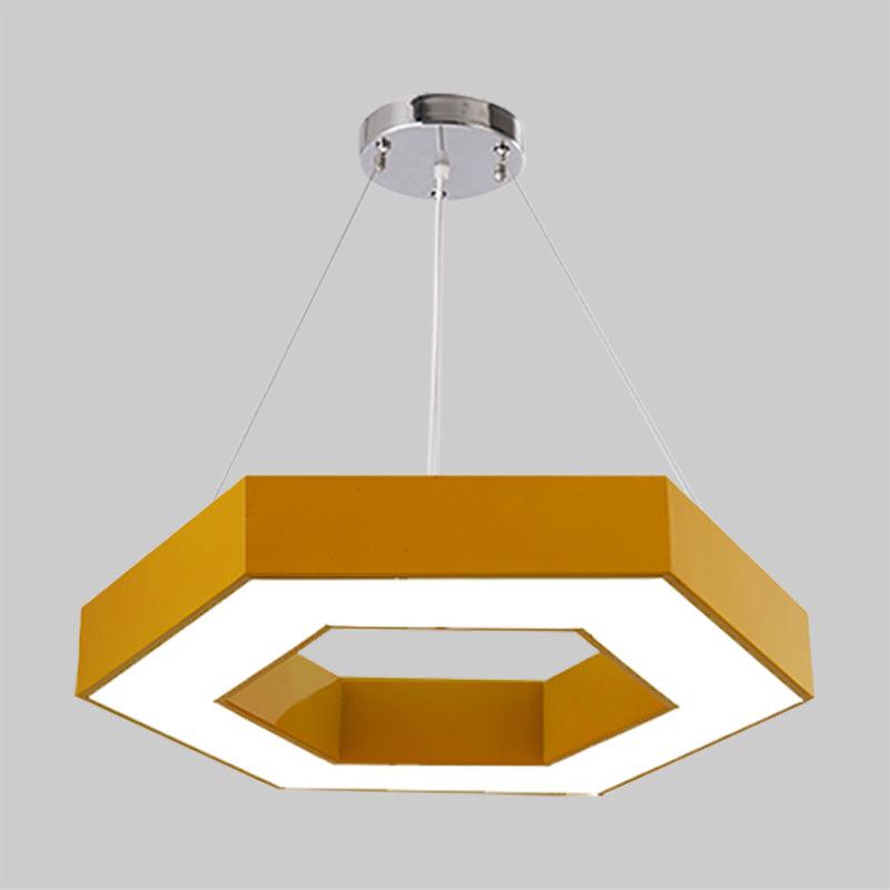 Acrylic Hexagon Ring Down Lighting Simple LED Chandelier for Kindergarten - Rebooters