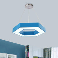 Acrylic Hexagon Ring Down Lighting Simple LED Chandelier for Kindergarten - Rebooters