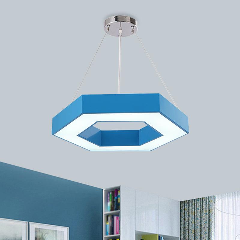 Acrylic Hexagon Ring Down Lighting Simple LED Chandelier for Kindergarten - Rebooters