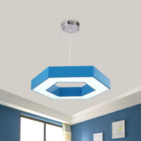 Acrylic Hexagon Ring Down Lighting Simple LED Chandelier for Kindergarten - Rebooters