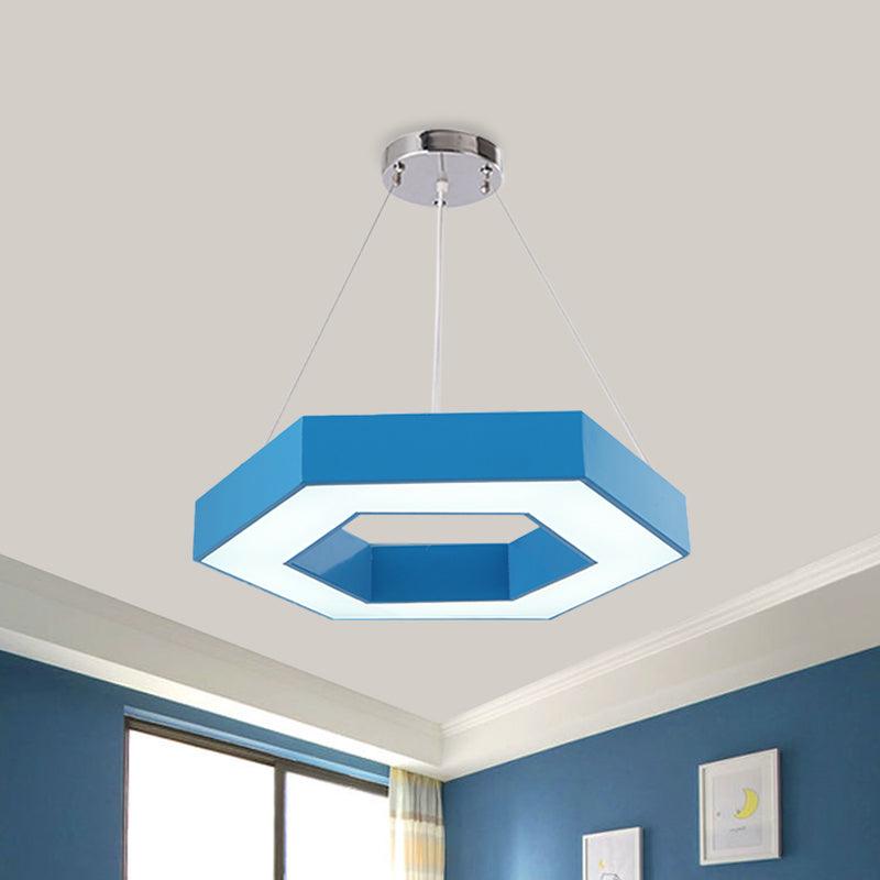 Acrylic Hexagon Ring Down Lighting Simple LED Chandelier for Kindergarten - Rebooters