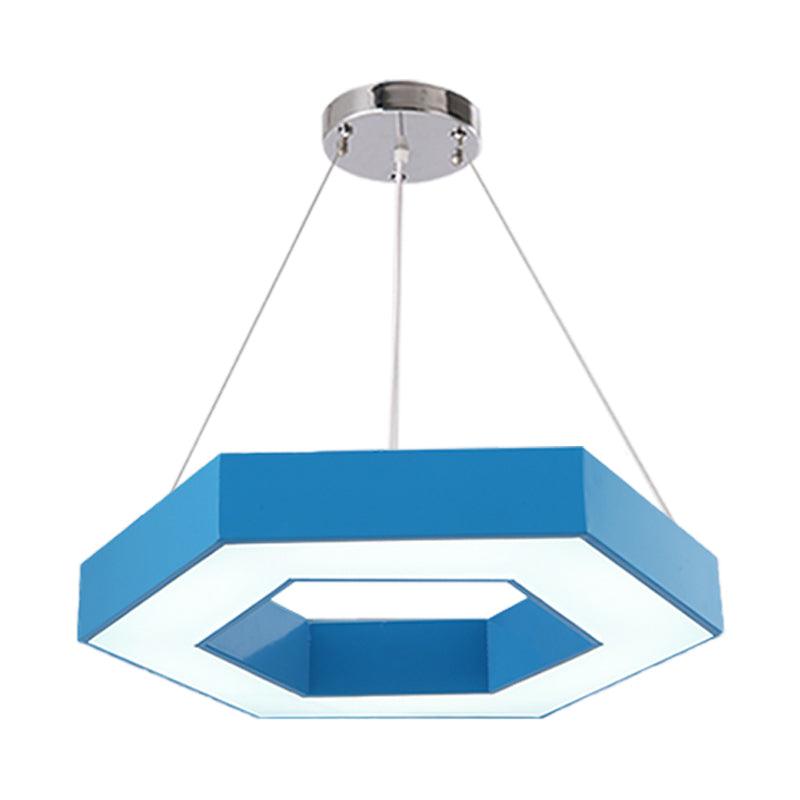 Acrylic Hexagon Ring Down Lighting Simple LED Chandelier for Kindergarten - Rebooters