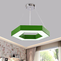 Acrylic Hexagon Ring Down Lighting Simple LED Chandelier for Kindergarten - Rebooters
