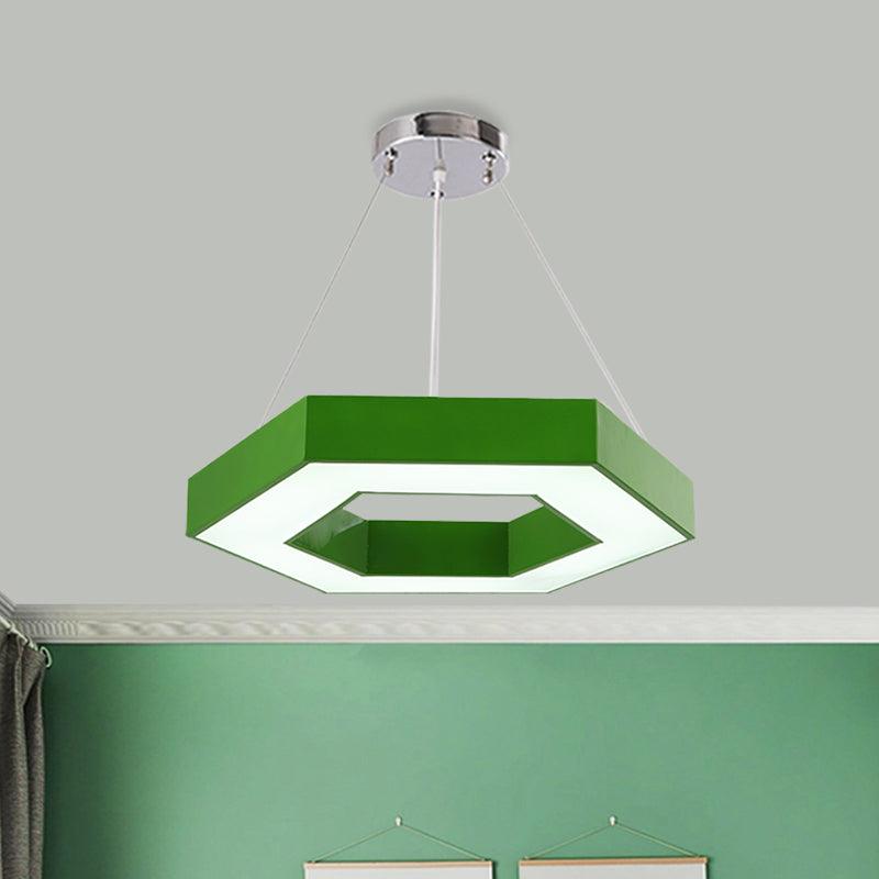 Acrylic Hexagon Ring Down Lighting Simple LED Chandelier for Kindergarten - Rebooters