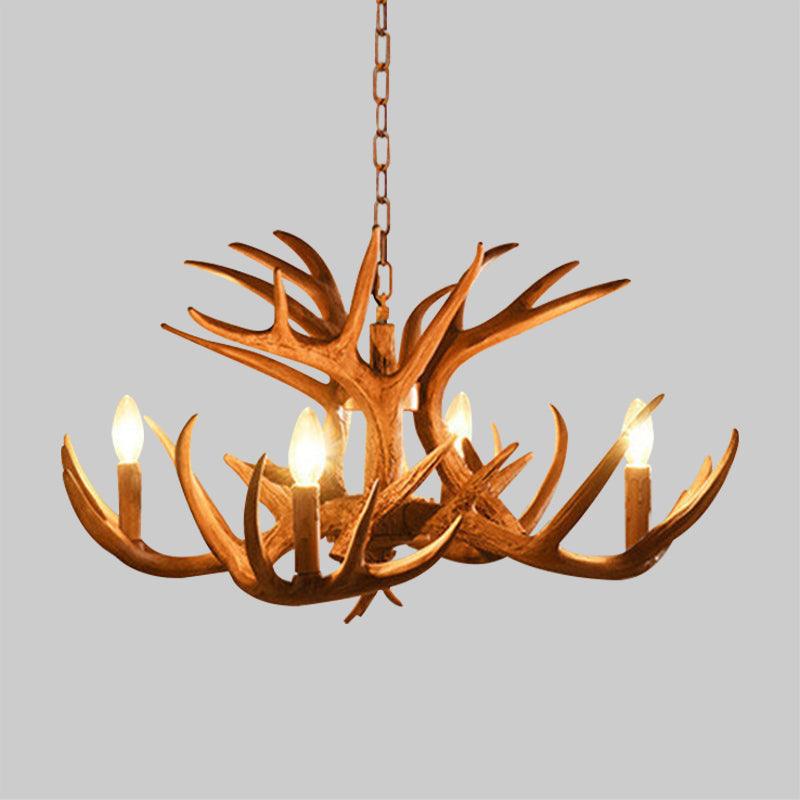 Antler Living Room Hanging Lamp Traditional Resin Chandelier - Rebooters
