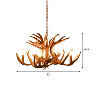 Antler Living Room Hanging Lamp Traditional Resin Chandelier - Rebooters