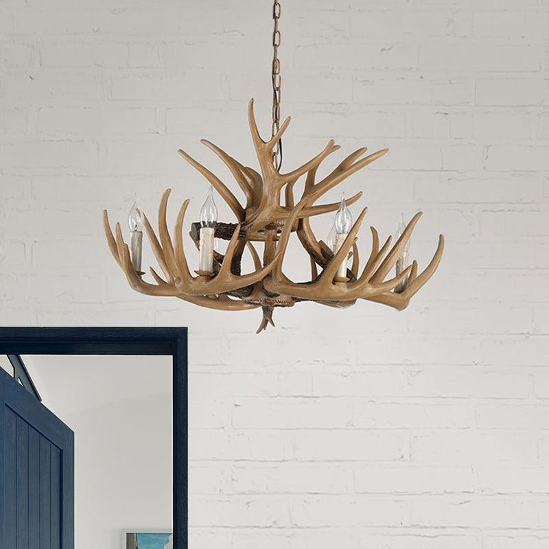Antler Living Room Hanging Lamp Traditional Resin Chandelier - Rebooters