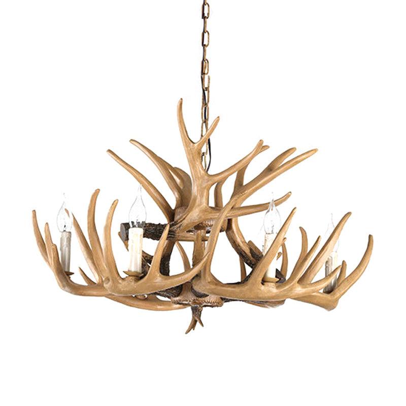 Antler Living Room Hanging Lamp Traditional Resin Chandelier - Rebooters