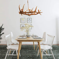 5 Bulbs Resin Chandelier Lighting Classic Brown Candle Shape - Rebooters