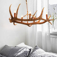 5 Bulbs Resin Chandelier Lighting Classic Brown Candle Shape - Rebooters