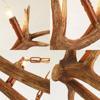 5 Bulbs Resin Chandelier Lighting Classic Brown Candle Shape - Rebooters