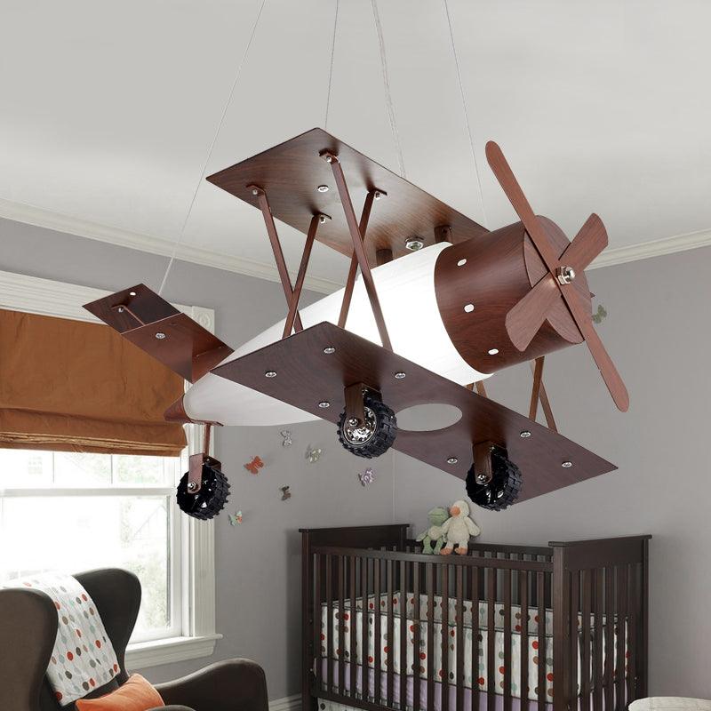 Kids Single-Blue Chandelier Coffee Finish Biplane Lamp - Rebooters