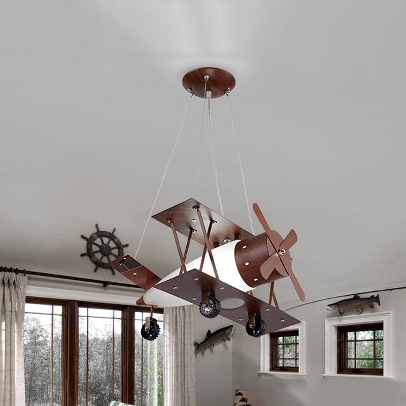 Kids Single-Blue Chandelier Coffee Finish Biplane Lamp - Rebooters