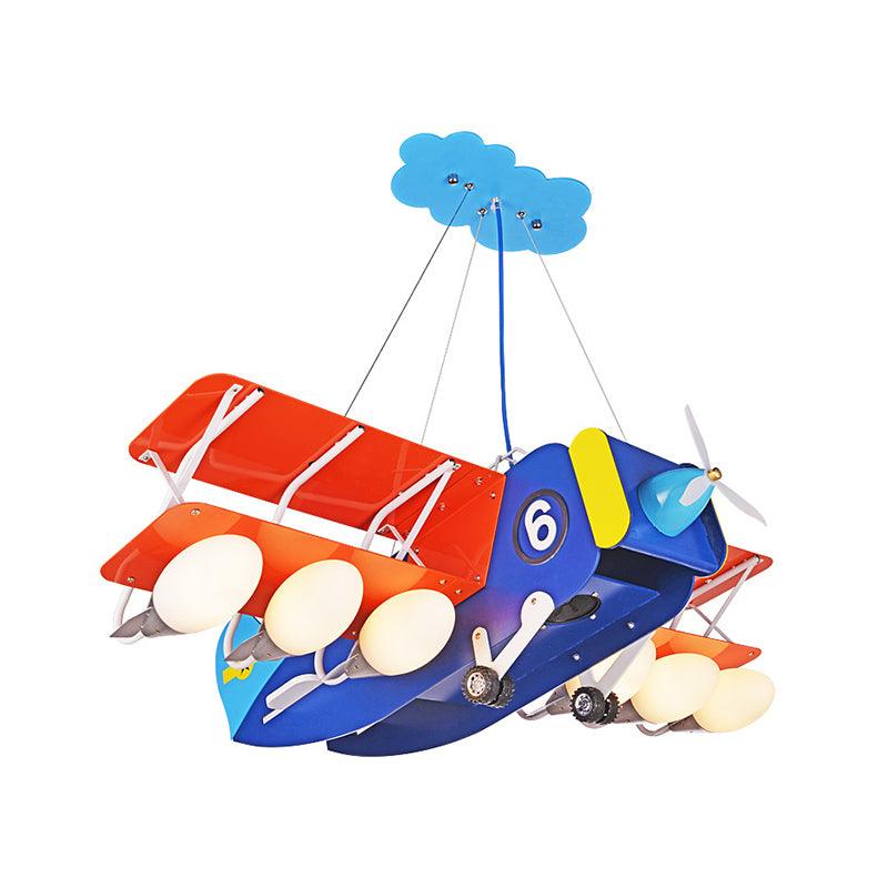 Cartoon Wright Flyer Chandelier 6 Bulbs Kids Ceiling Light - Rebooters