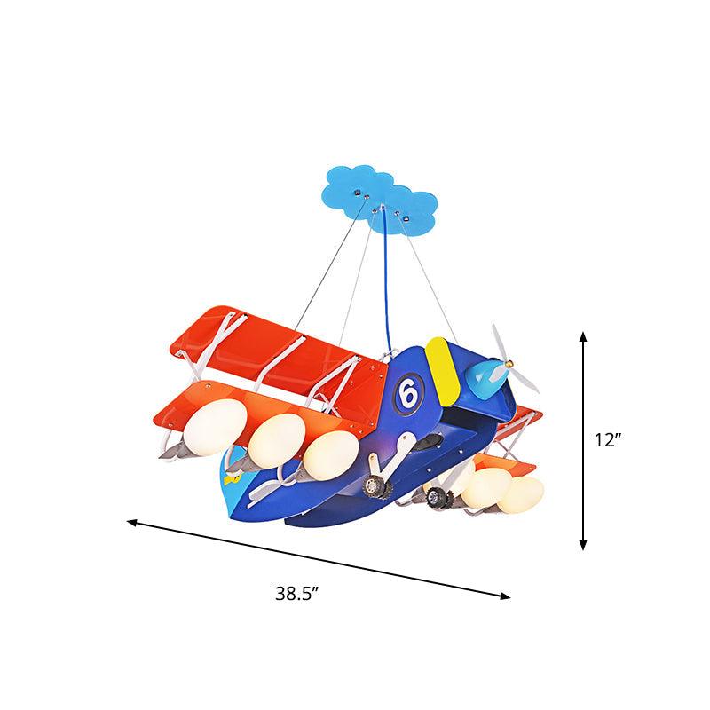 Cartoon Wright Flyer Chandelier 6 Bulbs Kids Ceiling Light - Rebooters