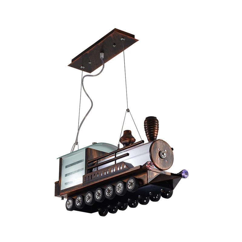 Steam Locomotive Kids Bedroom Chandelier LED Light Coffee - Rebooters