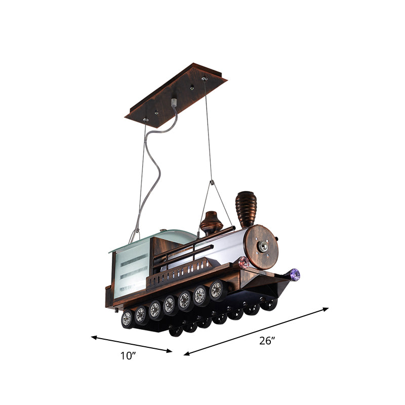 Steam Locomotive Kids Bedroom Chandelier LED Light Coffee - Rebooters