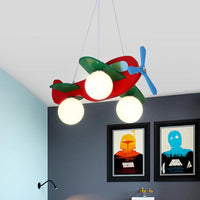 3-Head Nursery Ceiling Pendant Lamp Cartoon Red White Plane Chandelier - Rebooters