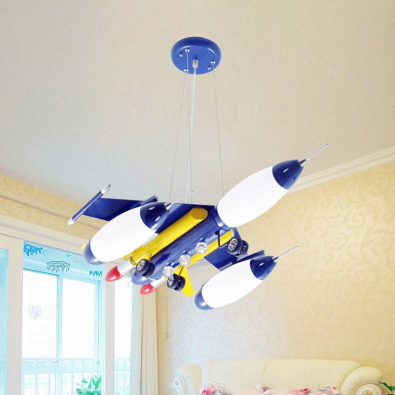 Airplane Suspension Pendant Light Kids White Glass LED Chandelier - Rebooters