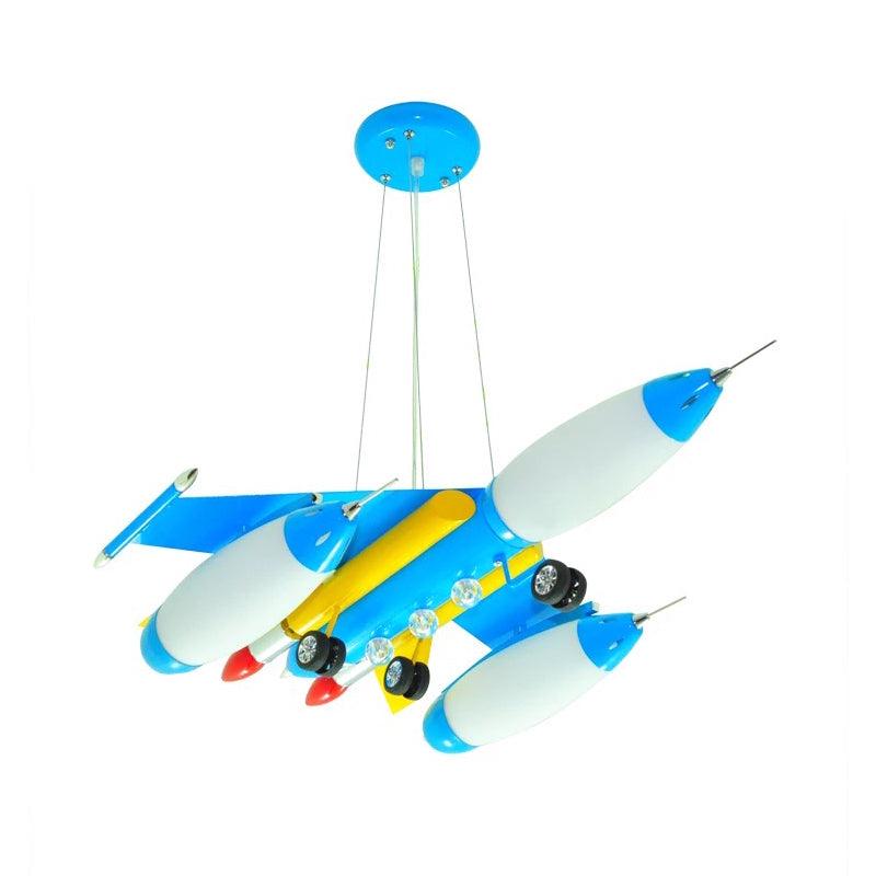 Airplane Suspension Pendant Light Kids White Glass LED Chandelier - Rebooters