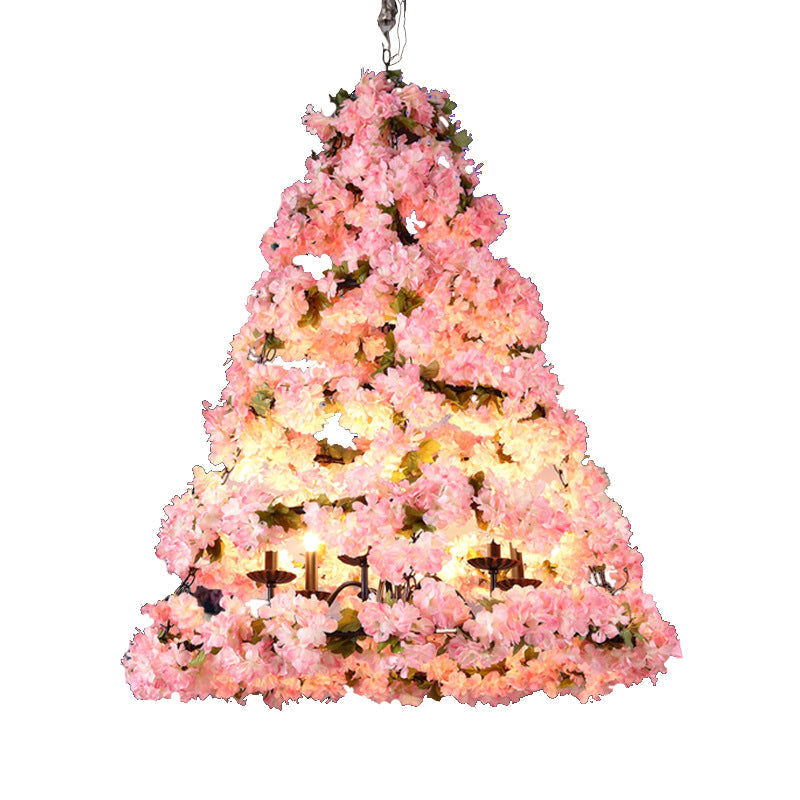 Pink Blooming Christmas Tree Chandelier Rustic Metallic Light - Rebooters