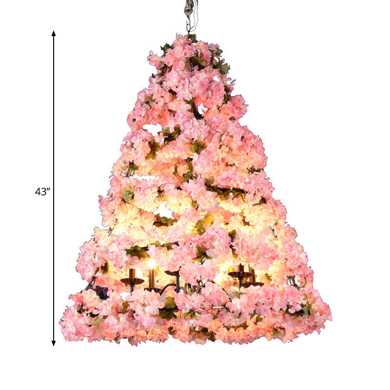 Pink Blooming Christmas Tree Chandelier Rustic Metallic Light - Rebooters