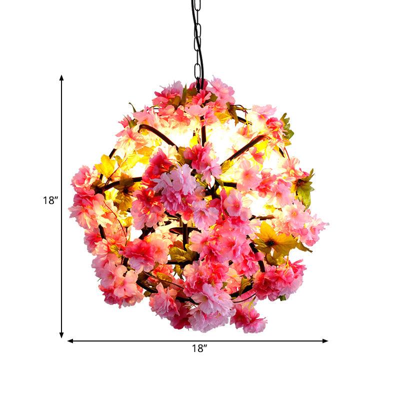 1/3/4-Light Iron Pendant Lamp Rural White Pink Purple Chandelier - Rebooters