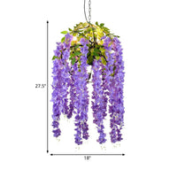 1/3/4-Light Iron Pendant Lamp Rural White Pink Purple Chandelier - Rebooters