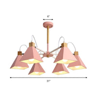 Triangle Bedroom Hanging Pendant Fixture Metal 6 Lights Chandelier - Rebooters